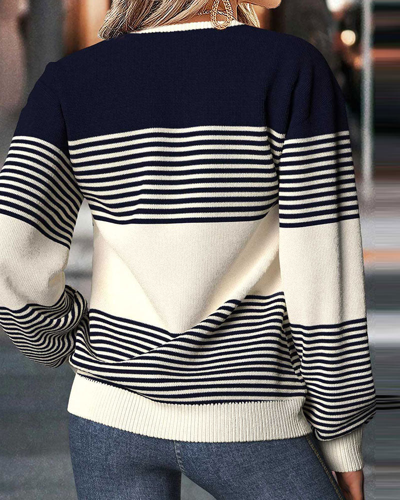 Pullover Randig Rundhalsad Tröja
