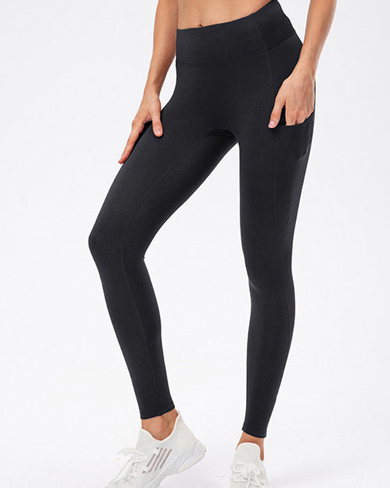 Enfärgade leggings med fleecefickor