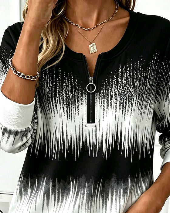 Sweatshirt Dragkedja Rundhalsad Ombre