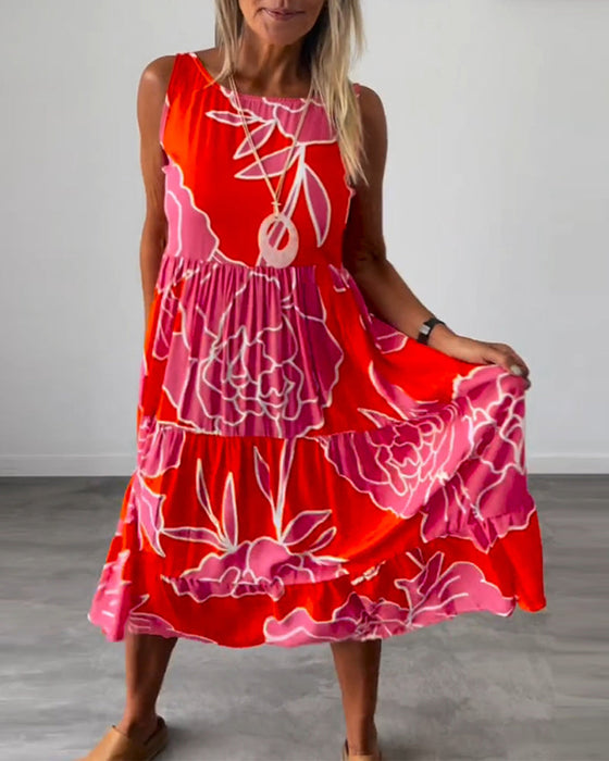 Klänning med patchworktryck för kvinnor