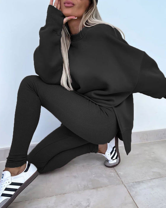 Set Slim Byxor Löst Sweatshirt