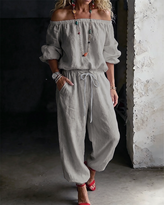 Hoppdräkt Off-Shoulder Knyt Midja Snörd Midja