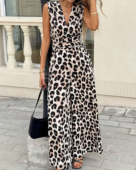 Hoppdräkt Leopard Tryck Ärmlös