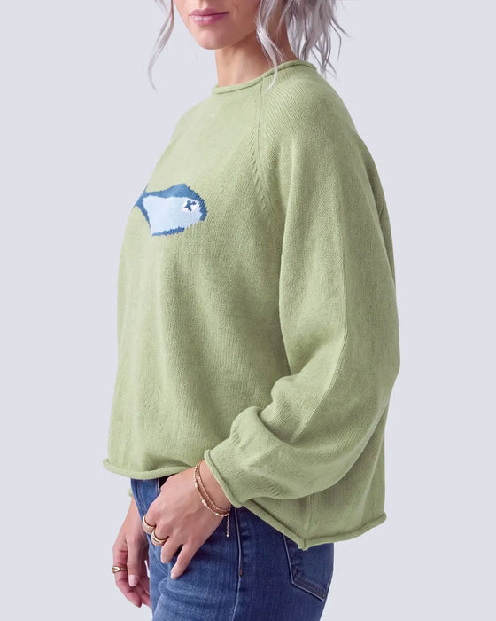 Pullover Rundhals Fisk Tryck Drop Axel