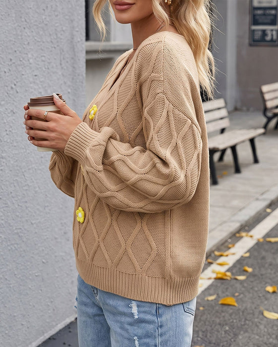 Pullover Lykta Ärm Argyle Mode Stickad