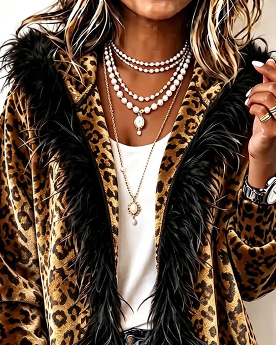 Kappa Leopardmönster Plysch Huva