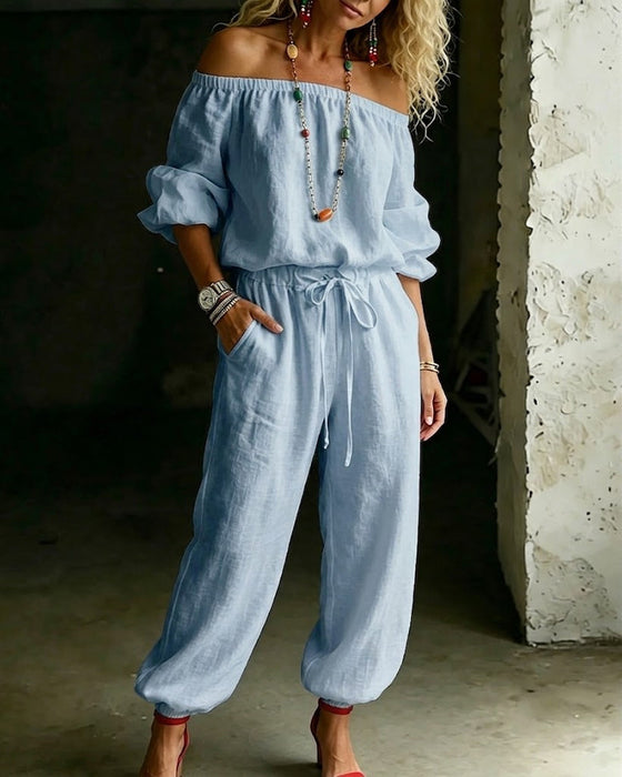 Hoppdräkt Off-Shoulder Knyt Midja Snörd Midja