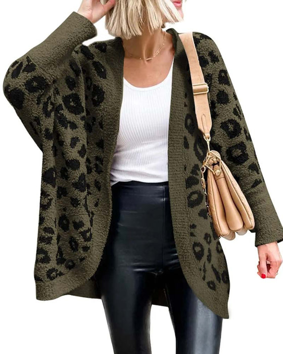 Kofta Lös Leopardmönster Långärmad