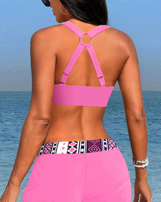 Bikinis med hög midja med geometriskt tryck
