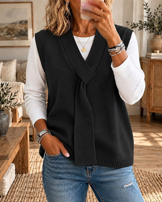 Väst Ärmlös V-Hals Tröja