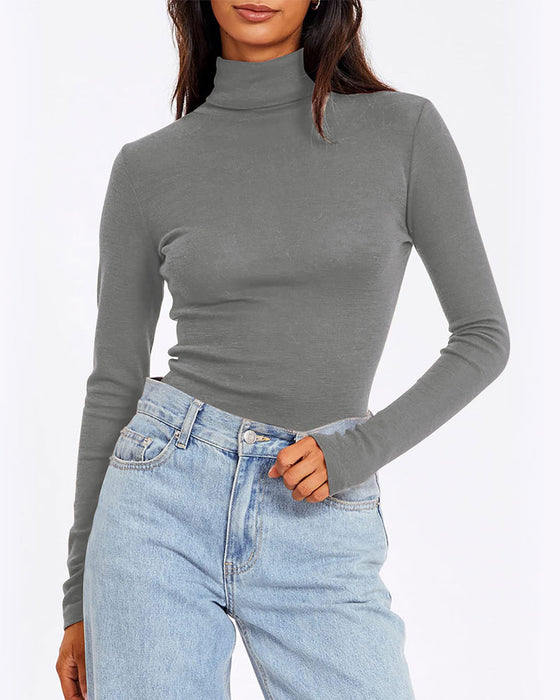 Topp Enfärgad Halv Turtleneck Bas
