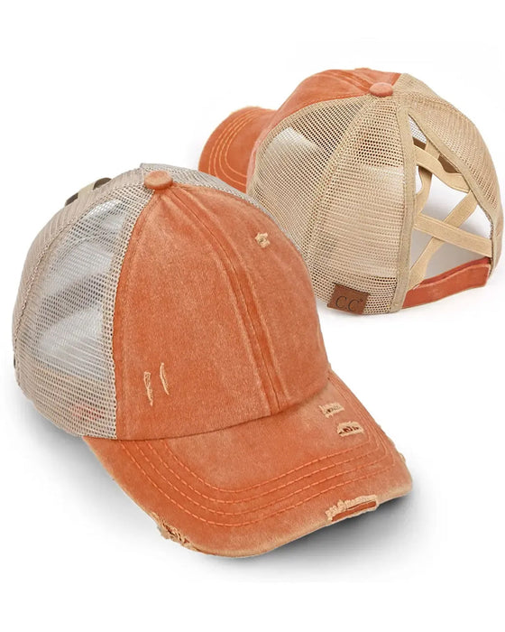 Keps Justerbar Kors Rygg Distressed Denim Baseball
