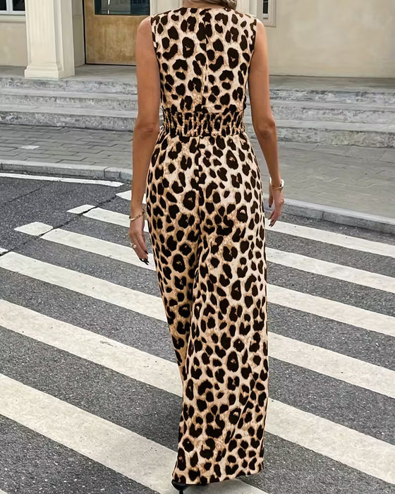 Hoppdräkt Leopard Tryck Ärmlös