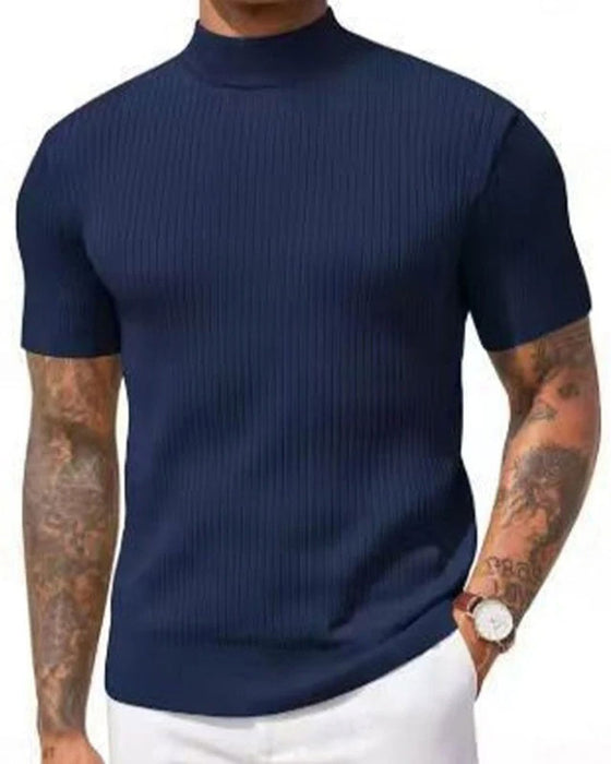 T-Shirt Mock Neck Herr Kort Ärm