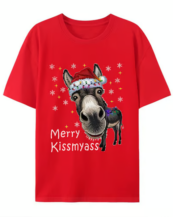 Unisex T-Shirt Jul Rolig Tryck Kort Ärm