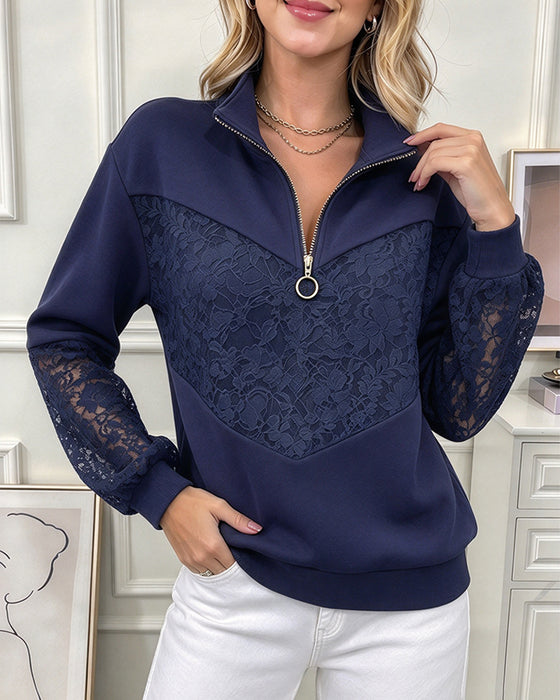 Sweatshirt Ståkrage Dragkedja Urholkad