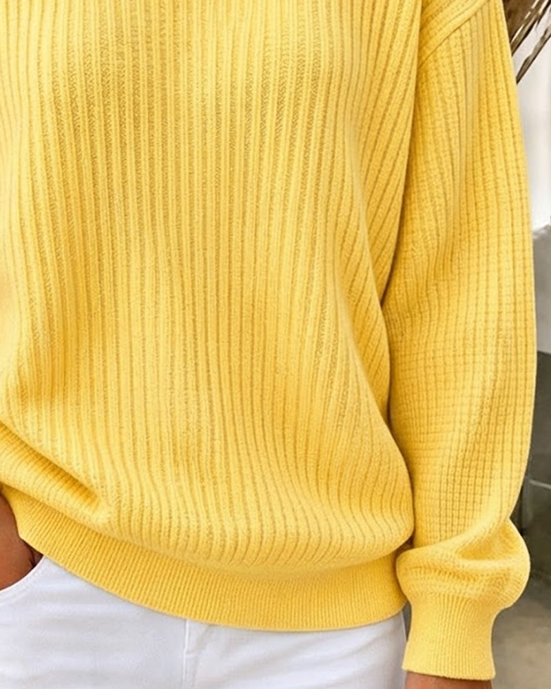 Sweatshirt Casual Solid Lång Ärm