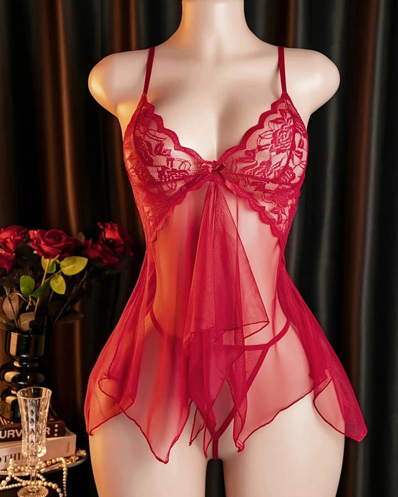 Sleepwear Spets Mesh Spagettiband