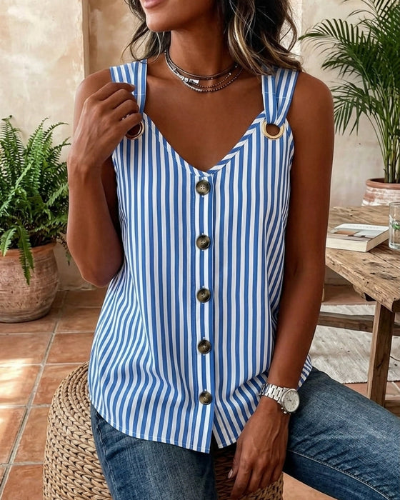 Cami Top Spagettiband Metallring Randig