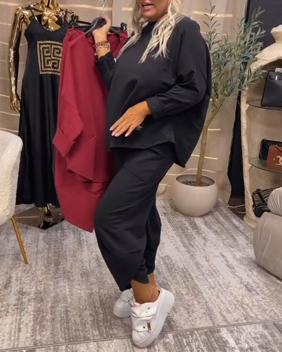 Casual broderad sweatshirt i två delar