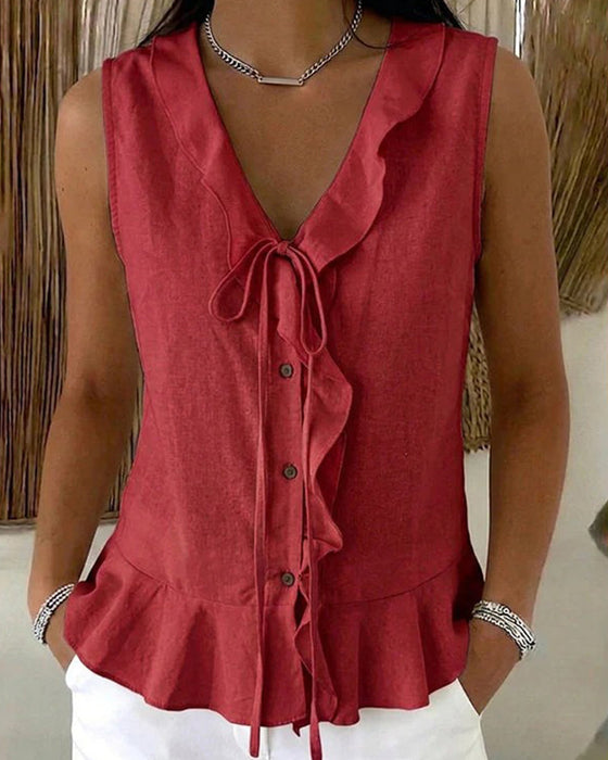 Tank Top Ruffle Slips Ärmlös