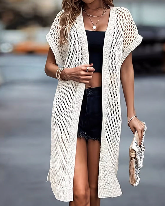 Cardigan Mellanlång Hollow Out