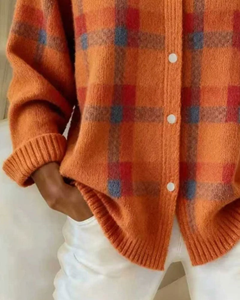 Kofta Rutmönster Skjortkrage Knappad
