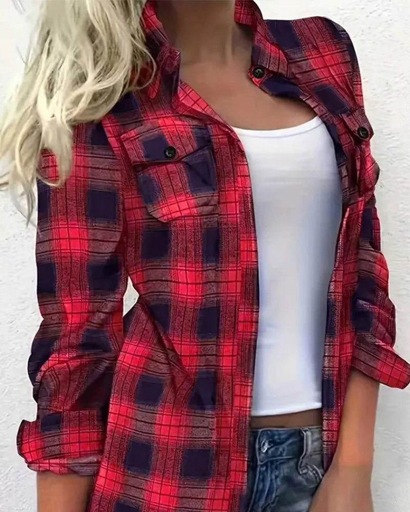 Blus Casual Skotskrutig Skjorta