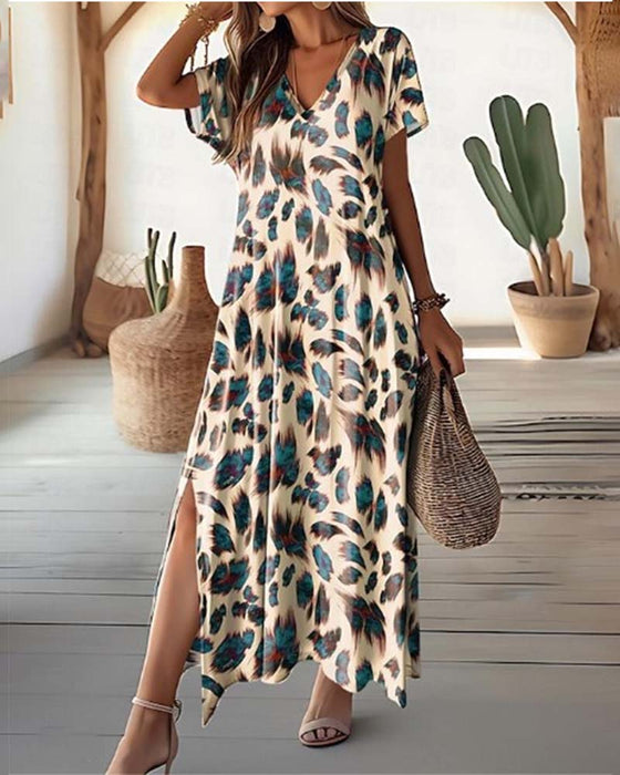 Kjol med split och V-ringning lång