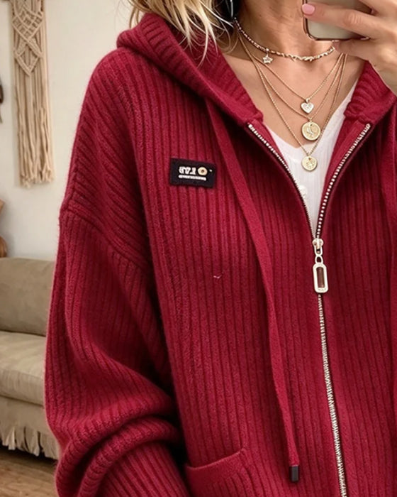 Cardigan Dragsko Dragkedja Ficka Tröja