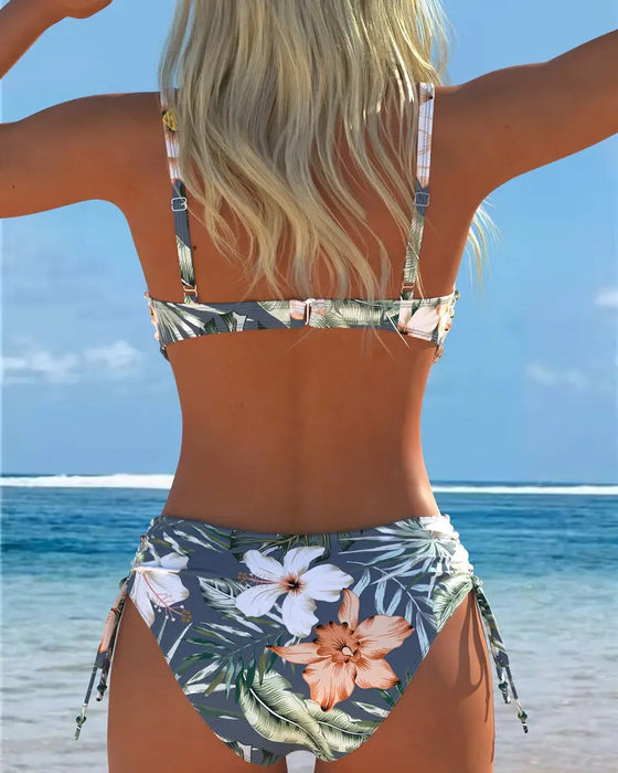 Tvådelad Bikini Med Tryckt Mönster – Trendig