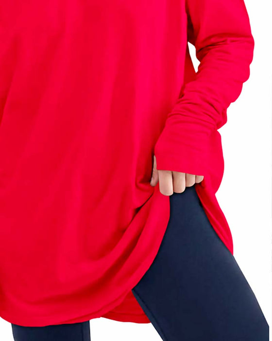 T-Shirt Rundhalsad Långärmad Enfärgad Lössittande