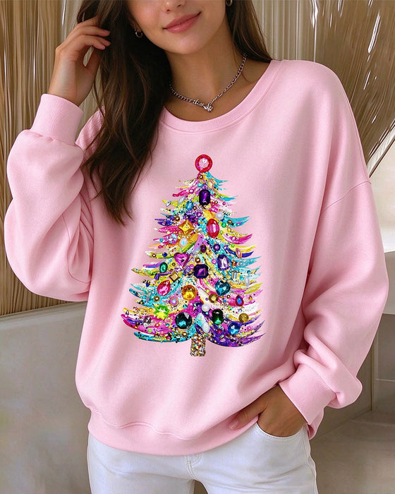 Topp Rundhalsad Pullover Jul Träd