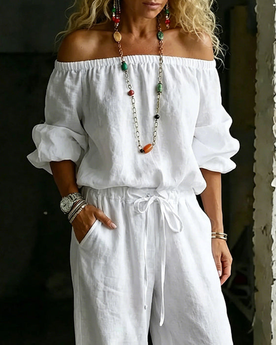 Hoppdräkt Off-Shoulder Knyt Midja Snörd Midja