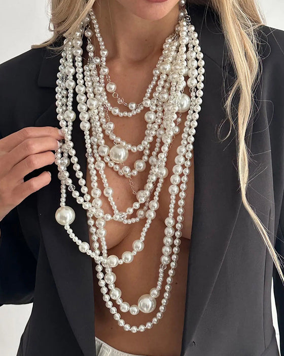 Halsband Flerlagrig Lång Pärla