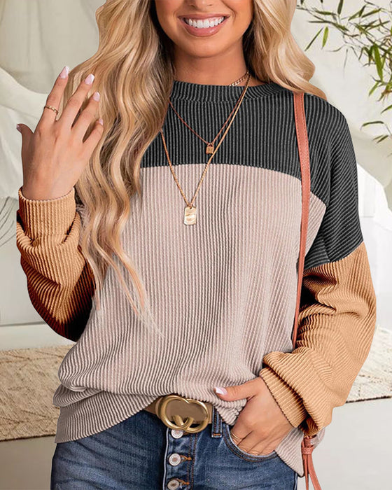 Rundhalsad casual sweatshirt i färgblock