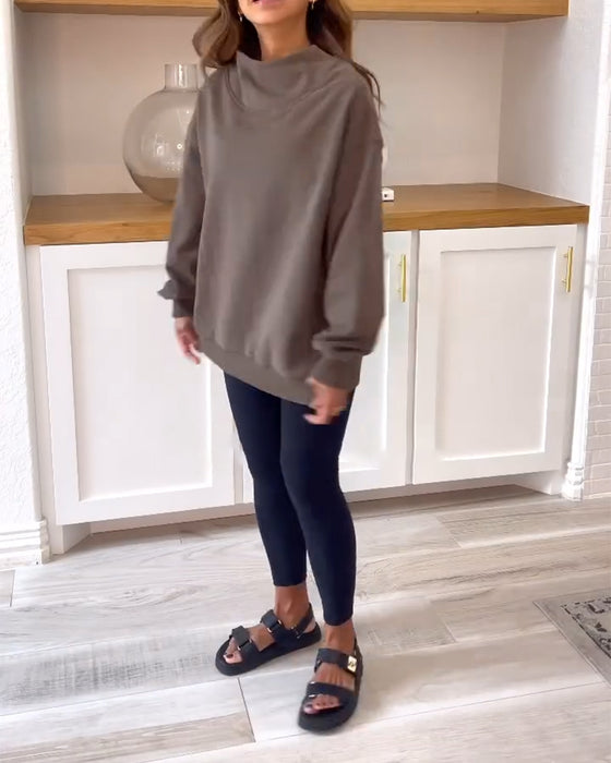 Retro enfärgad sweatshirt med delad krage