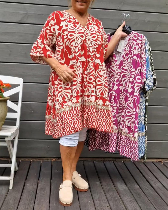 V-ringad blus med lös tryck