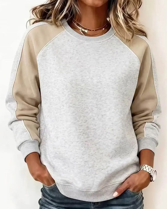Sweatshirt Färgblock Raglan Rund Hals