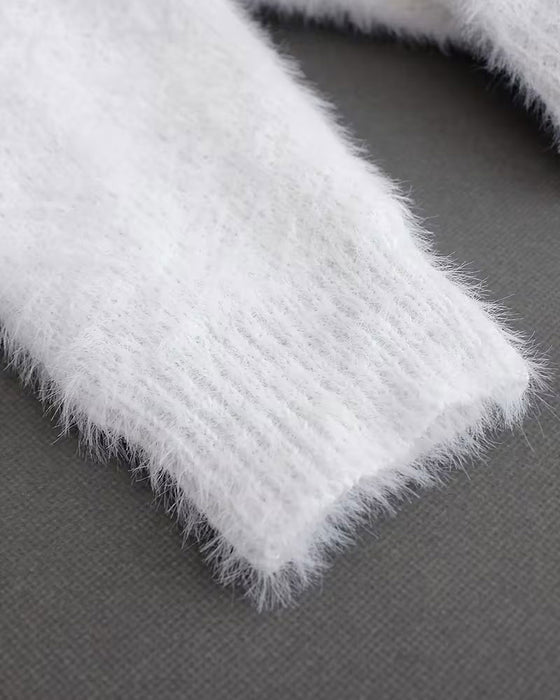 Pullover Kedjedetalj Off-The-Shoulder Fluffig