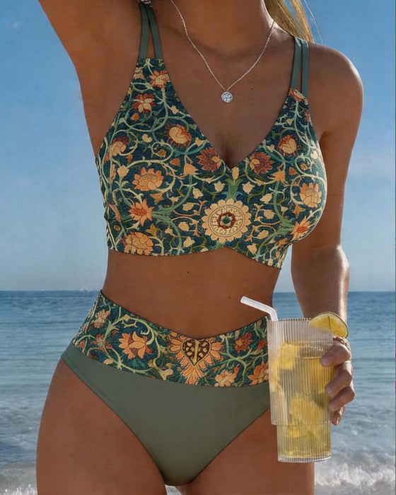 Bikini Vintage Blommönster Sexig