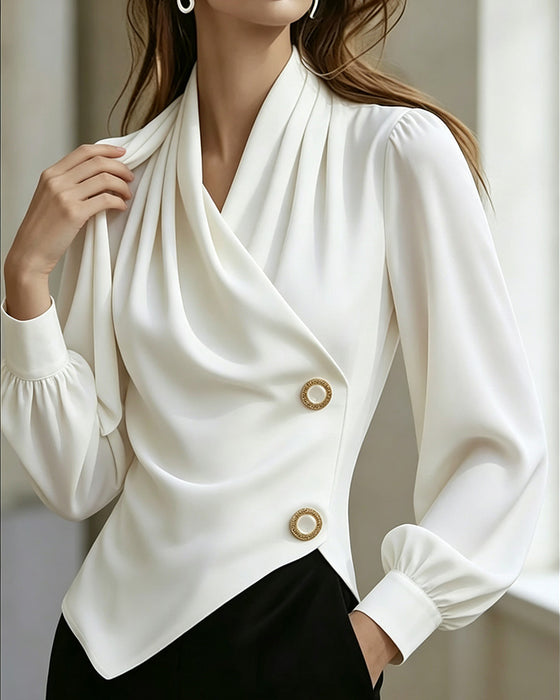 Blus Draperad Mode V-Hals
