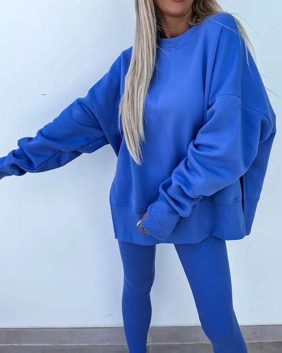Set Slim Byxor Löst Sweatshirt