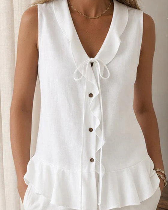 Tank Top Ruffle Slips Ärmlös