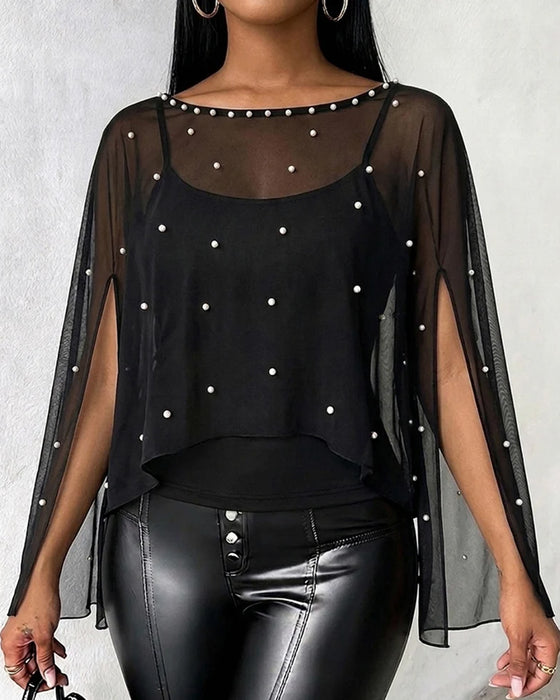 Blus Rundhalsad Slits Casual