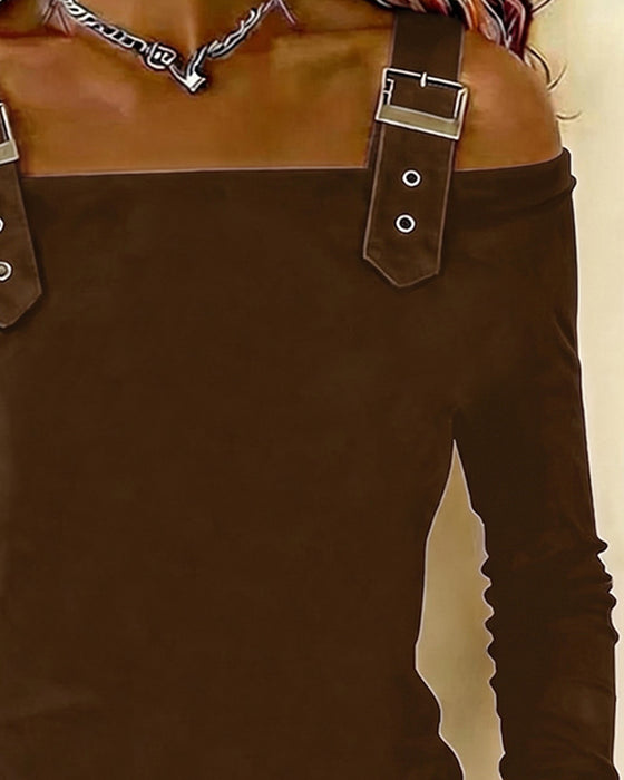 Topp Lång Ärm Off-Shoulder Kamisol