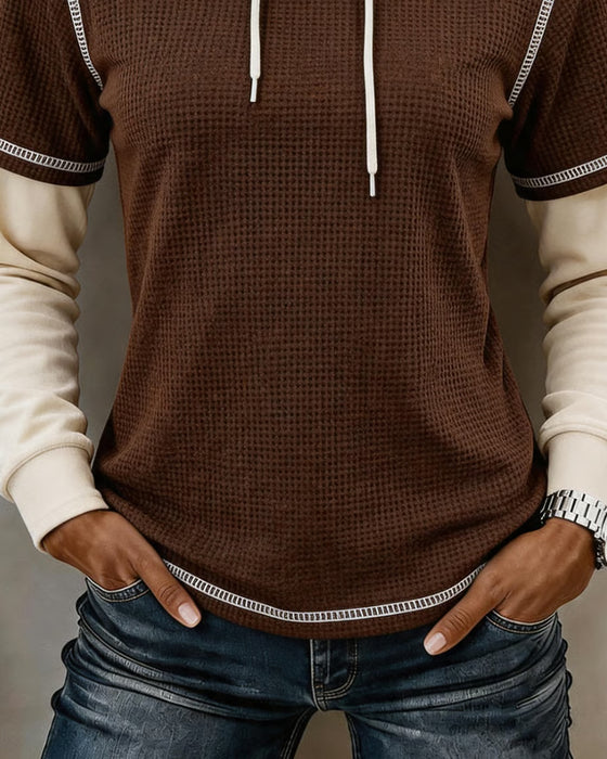 Hoodie Våffla Färgblock 2 I 1