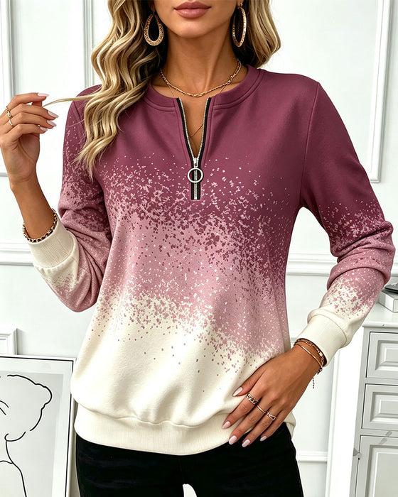 Sweatshirt Dragkedja Gradient Kontrast