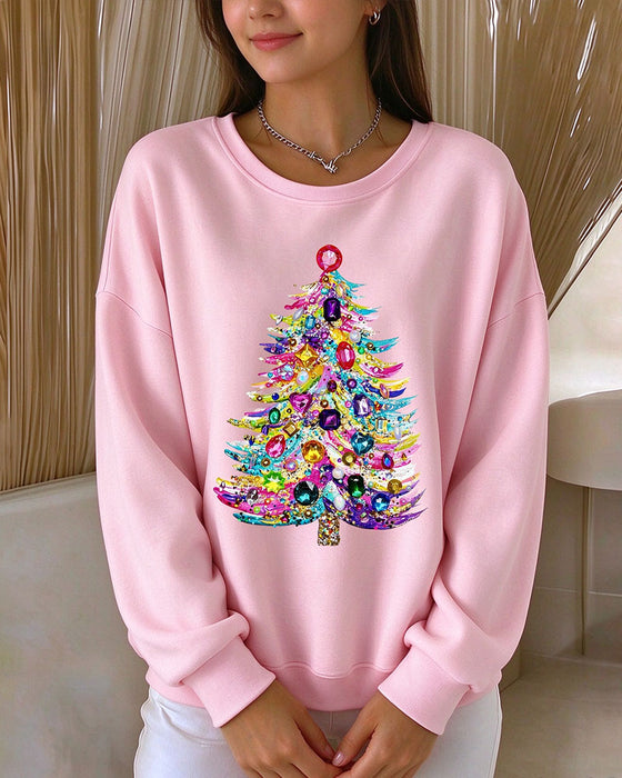Topp Rundhalsad Pullover Jul Träd