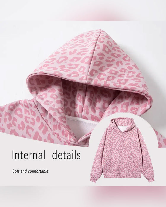 Hoodie Huva Leopard Ficka Löst